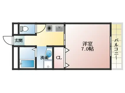 ラ・フォーレ本町(1K/1階)の間取り写真