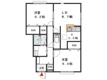 エスペランサ(2LDK/1階)の間取り写真