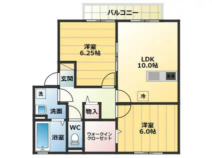 サンハイツ岡Ⅴ(2LDK/1階)の間取り写真