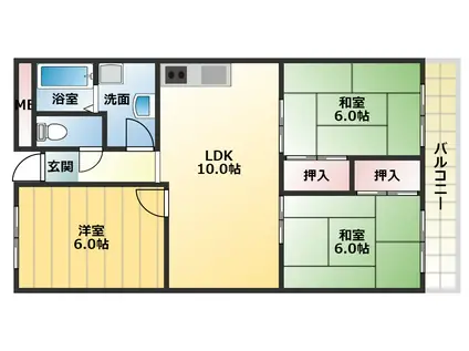 ルネ・アルマーニ(3LDK/2階)の間取り写真