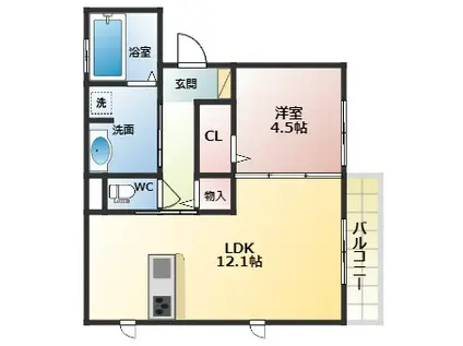 スタイルプラス(1LDK/3階)の間取り写真