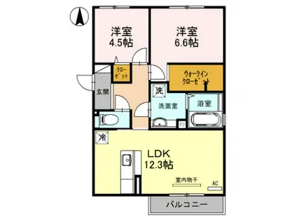 シエルブルー(2LDK/3階)の間取り写真