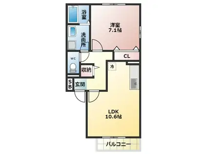 ルミエール・K(1LDK/2階)の間取り写真