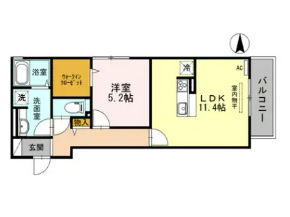 ダンデリオン(1LDK/1階)の間取り写真