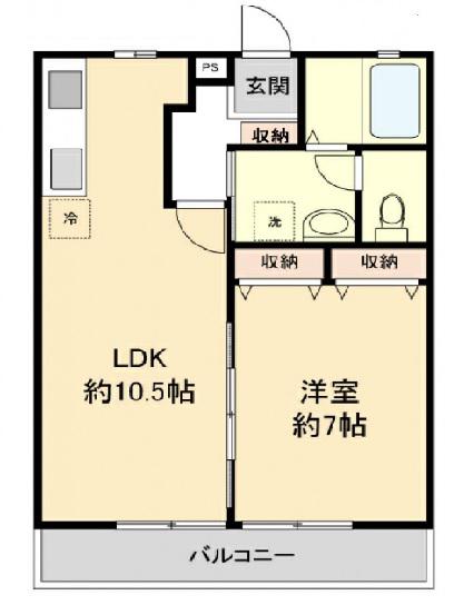 グリーンハイツ古市(1LDK/2階)の間取り写真