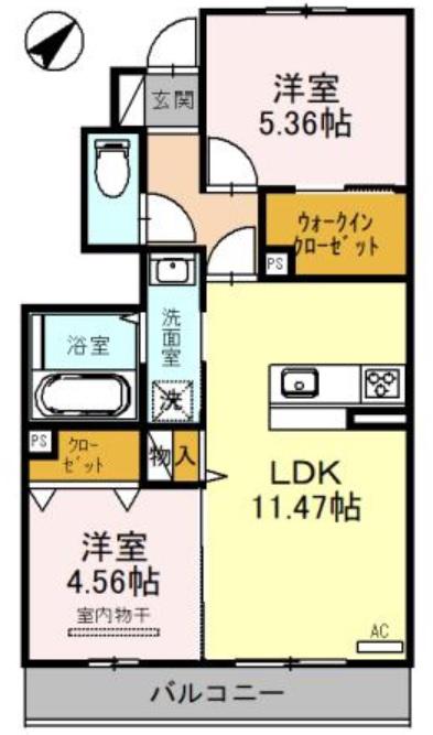 FLORA LILY(2LDK/1階)の間取り写真
