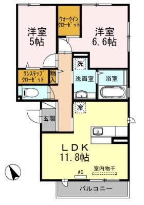 クレール(2LDK/2階)の間取り写真