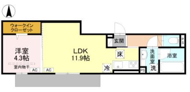 ドエルエミネンス達(1LDK/1階)の間取り写真