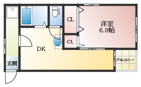 グリーンハイツ佐野(1DK/2階)の間取り写真
