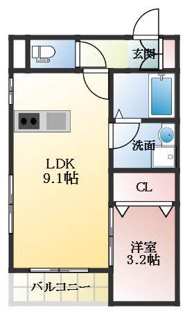 リーヴェ恵我之荘(1LDK/1階)の間取り写真