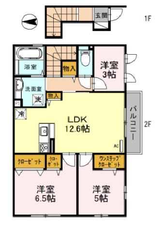 グランモート(3LDK/2階)の間取り写真
