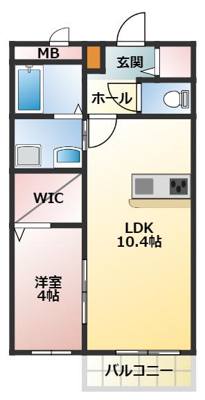 グレイス高見の里杉井(1LDK/2階)の間取り写真