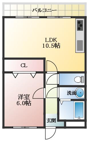 ステラマリス伸和(1LDK/1階)の間取り写真