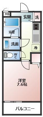 シエル金剛(1K/2階)の間取り写真