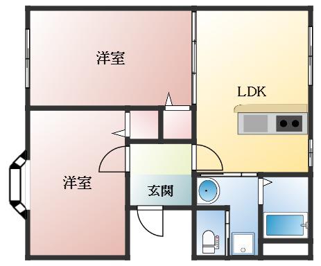 ECP高井田Ⅱ(2LDK/2階)の間取り写真