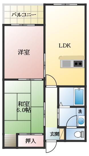 セレーナ喜志参番館Ⅱ(2LDK/7階)の間取り写真