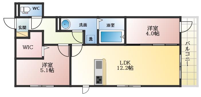 エスポワール古市(2LDK/3階)の間取り写真