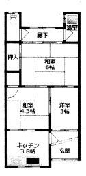 近鉄南大阪線 高見ノ里駅 徒歩10分 1階建 築56年(3DK)の間取り写真