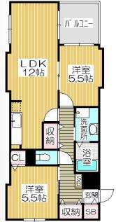 セレネ藤井寺(2LDK/1階)の間取り写真