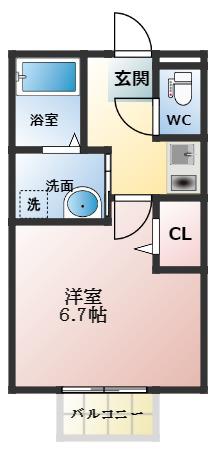 セジュールシャトレーA棟(1K/2階)の間取り写真