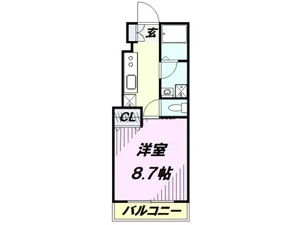 ハピネスクレイン(1K/1階)の間取り写真