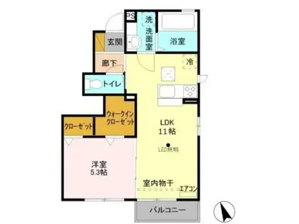 ラ・プリマベーラA(1LDK/1階)の間取り写真