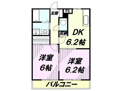 グリーンエコビレッジ(2DK/2階)の間取り写真