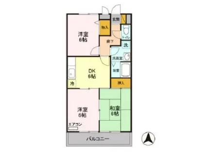 プレヤーデンB(3DK/2階)の間取り写真