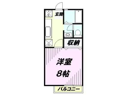 サンビレッジ武蔵野Ⅱ(1K/2階)の間取り写真