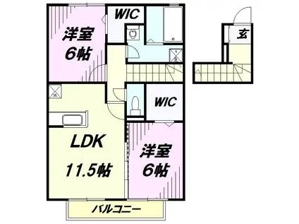 サンボナールA(2LDK/2階)の間取り写真