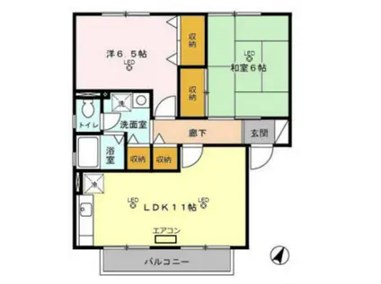 パークアゼリアB(2LDK/2階)の間取り写真