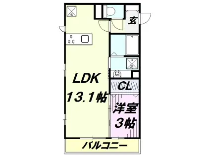 F.エテルネル(1LDK/1階)の間取り写真