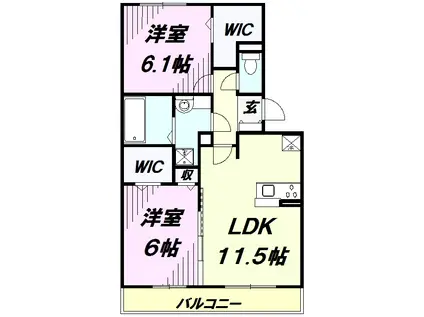 匠乃館C(2LDK/1階)の間取り写真