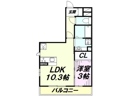 エスタシア光(1LDK/2階)の間取り写真