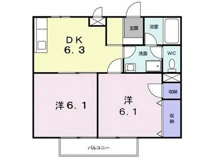 西武池袋・豊島線 仏子駅 徒歩6分 2階建 築26年(2DK/2階)の間取り写真
