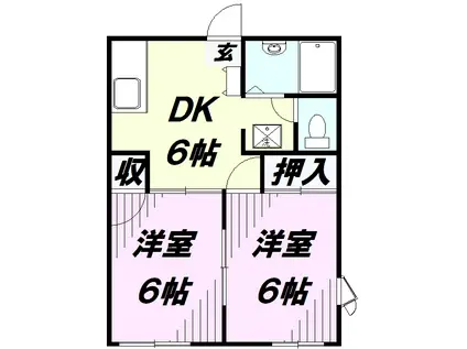 セントラル荒幡(2DK/1階)の間取り写真