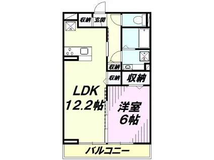 プラザ・デル・ソル(1LDK/2階)の間取り写真