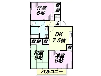 農住メゾンジュネスB(3DK/1階)の間取り写真