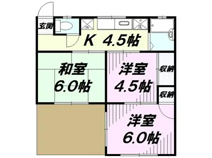 西武池袋・豊島線 小手指駅 徒歩5分 1階建 築29年(3K)の間取り写真