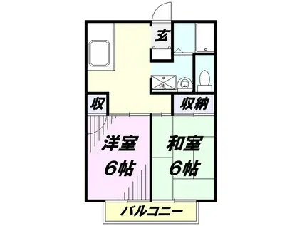 ジュネス(2DK/2階)の間取り写真