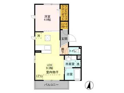 クロシェットエム(1LDK/1階)の間取り写真