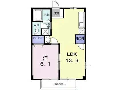ニューシティー川合(1LDK/2階)の間取り写真