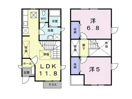 西武鉄道新宿線 狭山市駅 徒歩13分 2階建 築27年(2LDK)の間取り写真