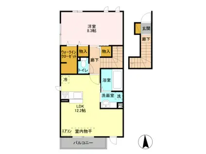 ソレイユ(1LDK/2階)の間取り写真