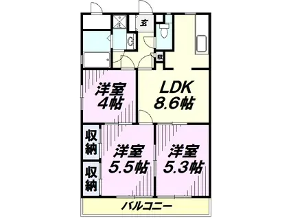 エルシャトル B(3LDK/1階)の間取り写真
