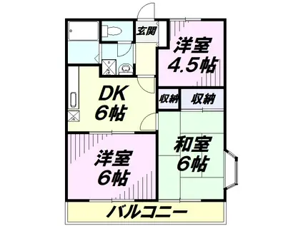 サンライフ小手指C(3DK/2階)の間取り写真