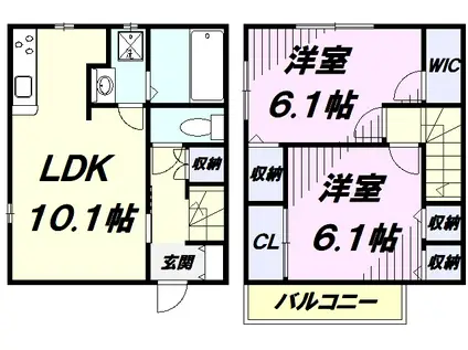 グリーンフラワーA棟(2LDK/1階)の間取り写真