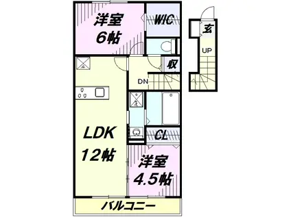 西武池袋・豊島線 武蔵藤沢駅 徒歩26分 2階建 築8年(2LDK/2階)の間取り写真