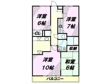 ブライトンパーク(4K/3階)の間取り写真