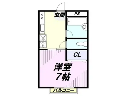 ベルエアガーデン6 BEL AIR GARDENⅥ(1K/2階)の間取り写真